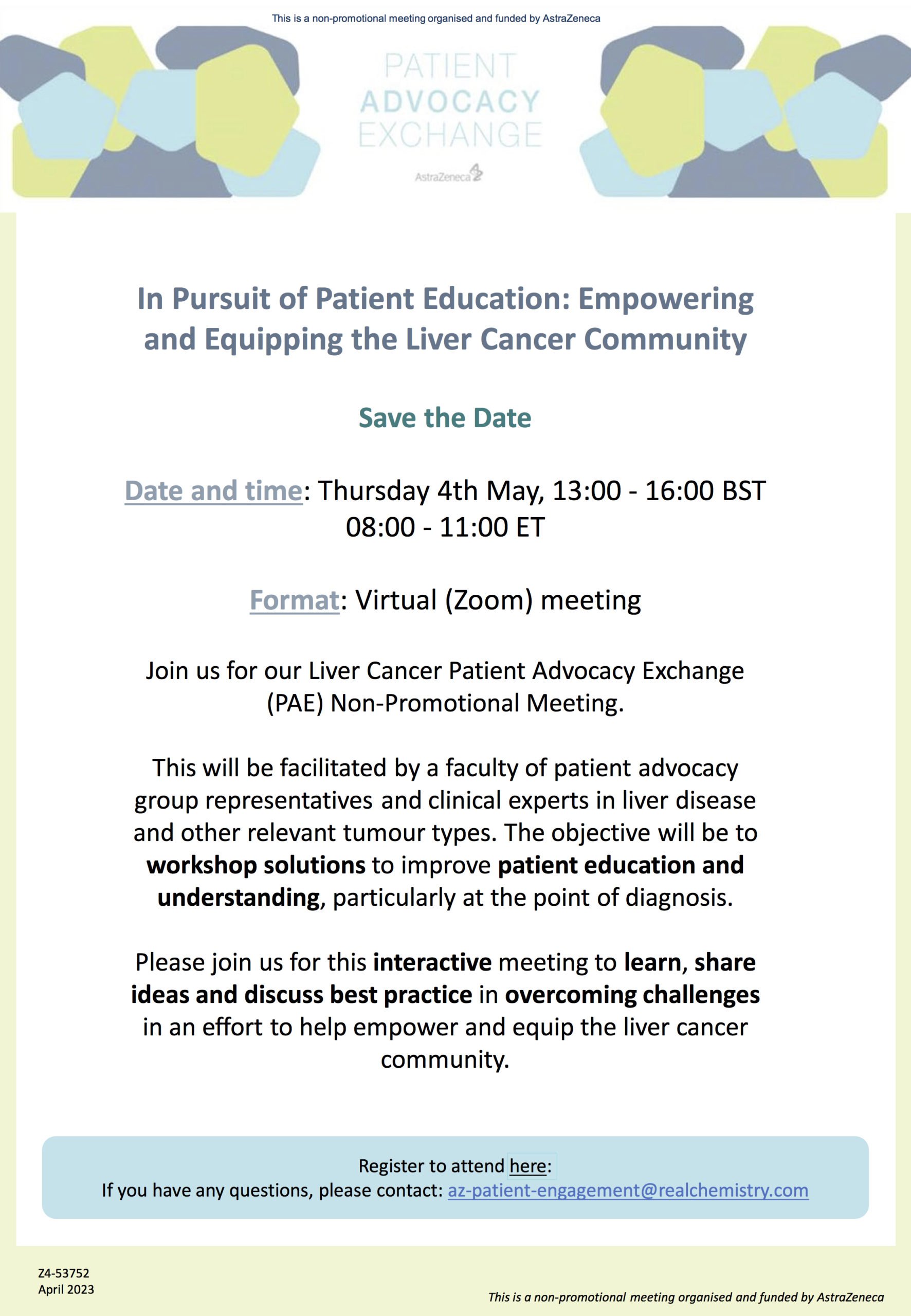 Reunión virtual: “En busca de la educación del paciente: Empoderar y equipar a la comunidad con cáncer de hígado”